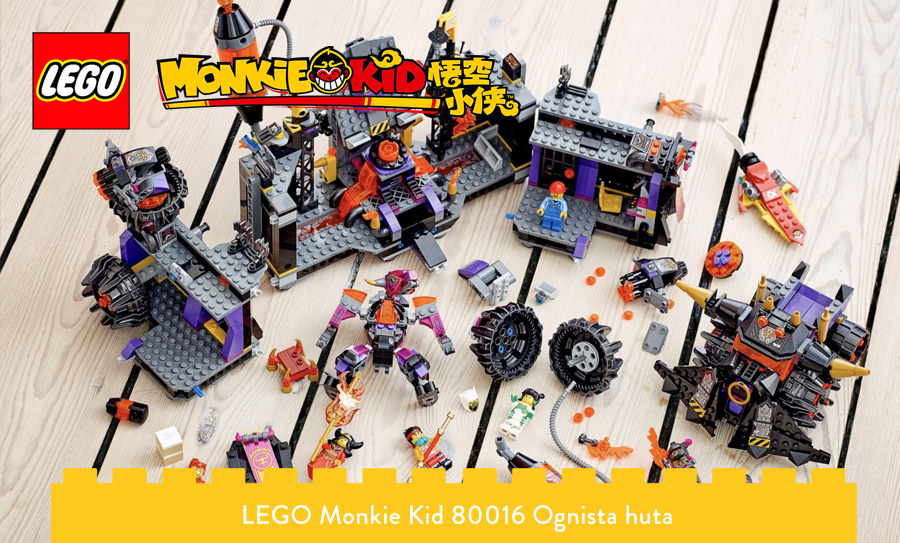 Rozłozony zestaw Ognista Huta z LEGO Monkie Kid