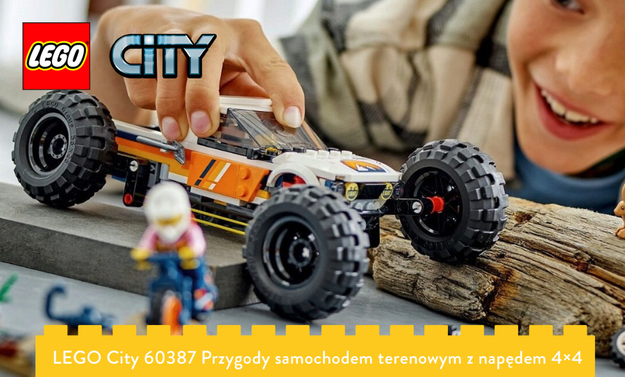 Zabawa zestawem LEGO City wóz terenowy 4x4