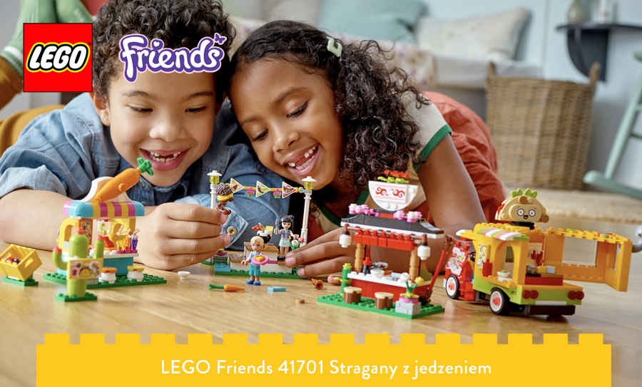 Dzieci bawiące się setem Stragany z jedzeniem LEGO Friends