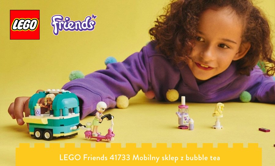 Dziewczynka z mobilnym sklepem z bubble tea od LEGO Friends