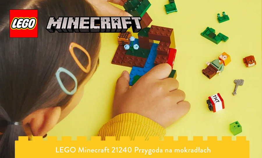Dziewczynka składająca LEGO przygoda na mokradłach Minecraft