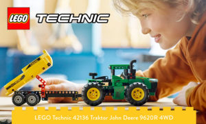 Traktor LEGO widziany z boku