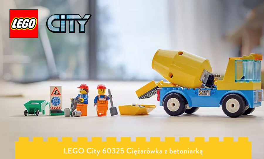 Betoniraka z LEGO i minifigurki LEGO City