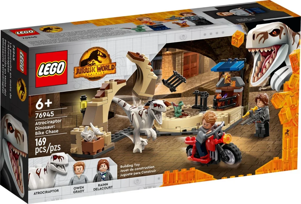 LEGO Jurassic World 76945 Atrociraptor- pościg na motocyklu